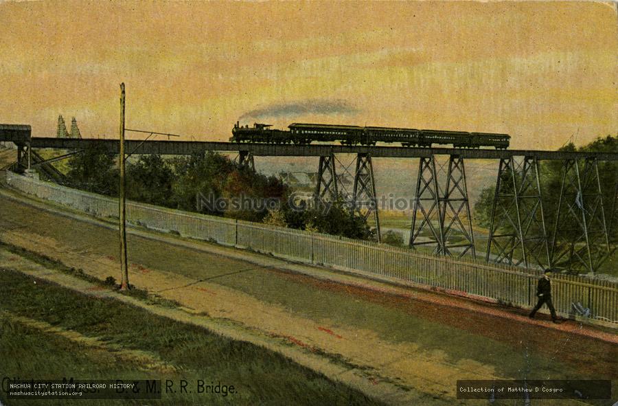 Postcard: Clinton, Massachusetts.  Boston & Maine Railroad Bridge